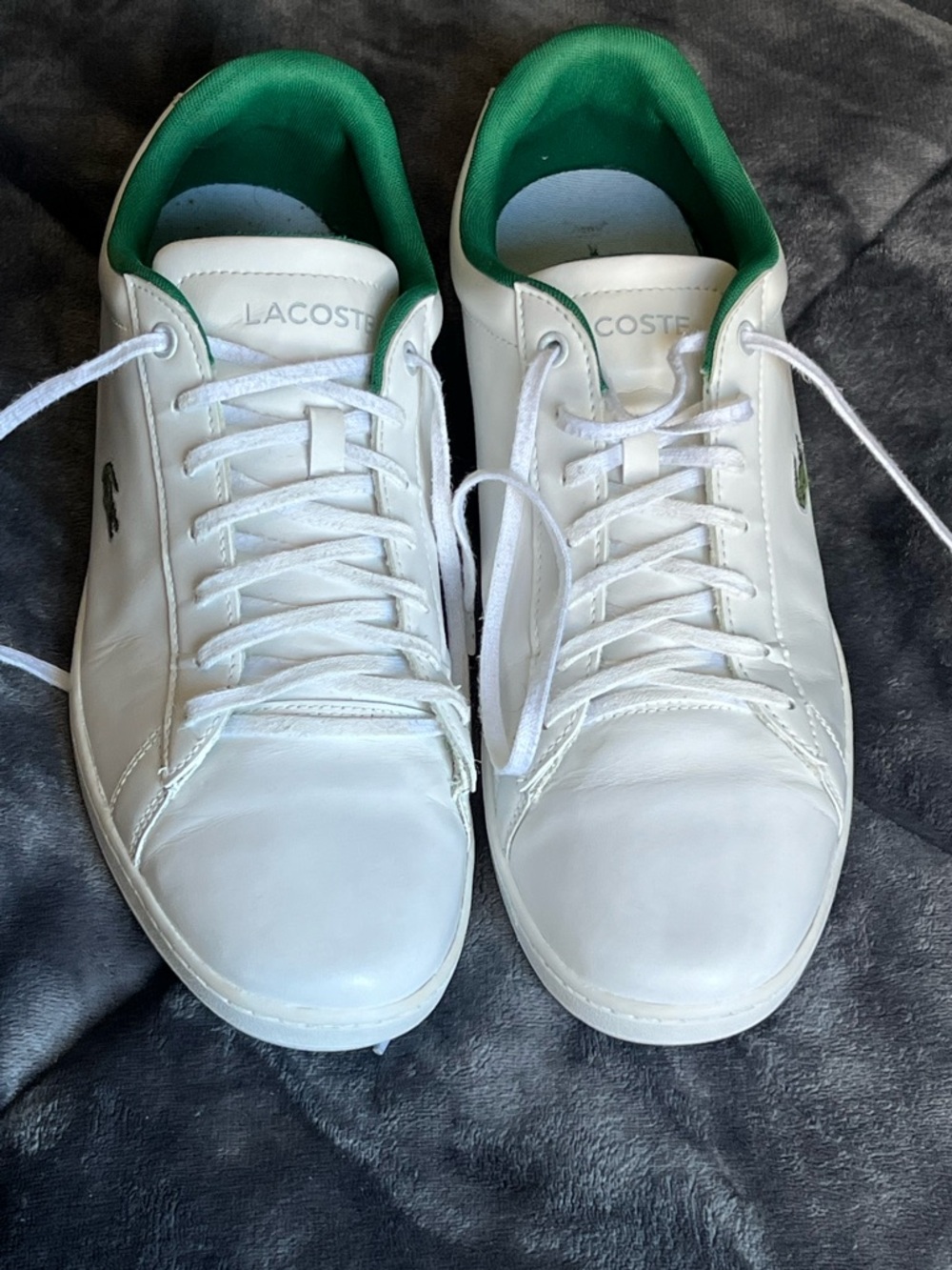 Lacoste White Leather Sneakers with Green Lining